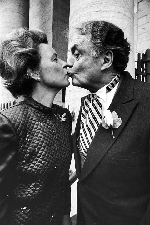 ERA opponent Phyllis Schlafly kissing husband Fred at the