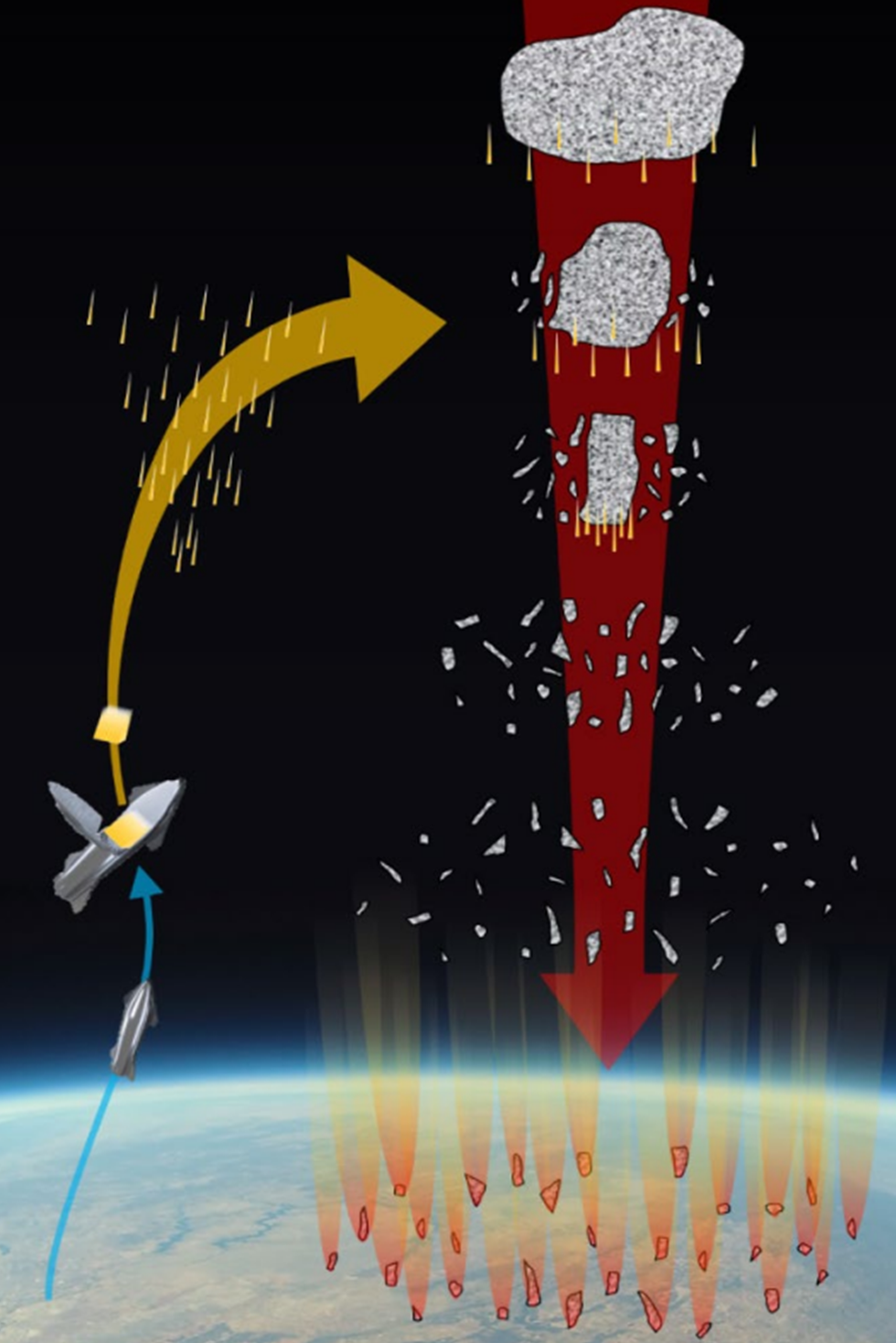 artist conception pi approach to blow up an asteroid