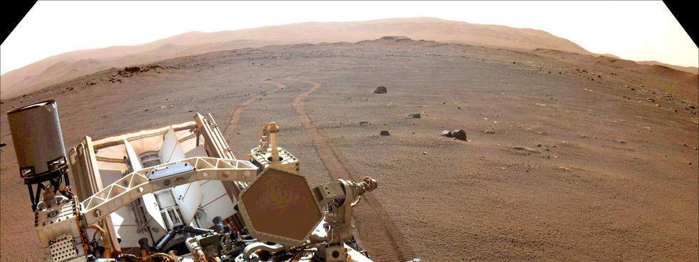 nasa perseverance mars rover looks back at its wheel tracks on march 17 2022 the 381st martian day of the mission