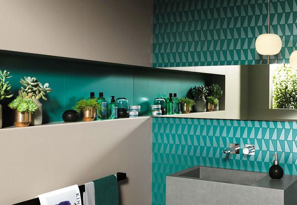 Green, Turquoise, Room, Interior design, Property, Bathroom, Wall, Ceiling, Tile, Architecture, 