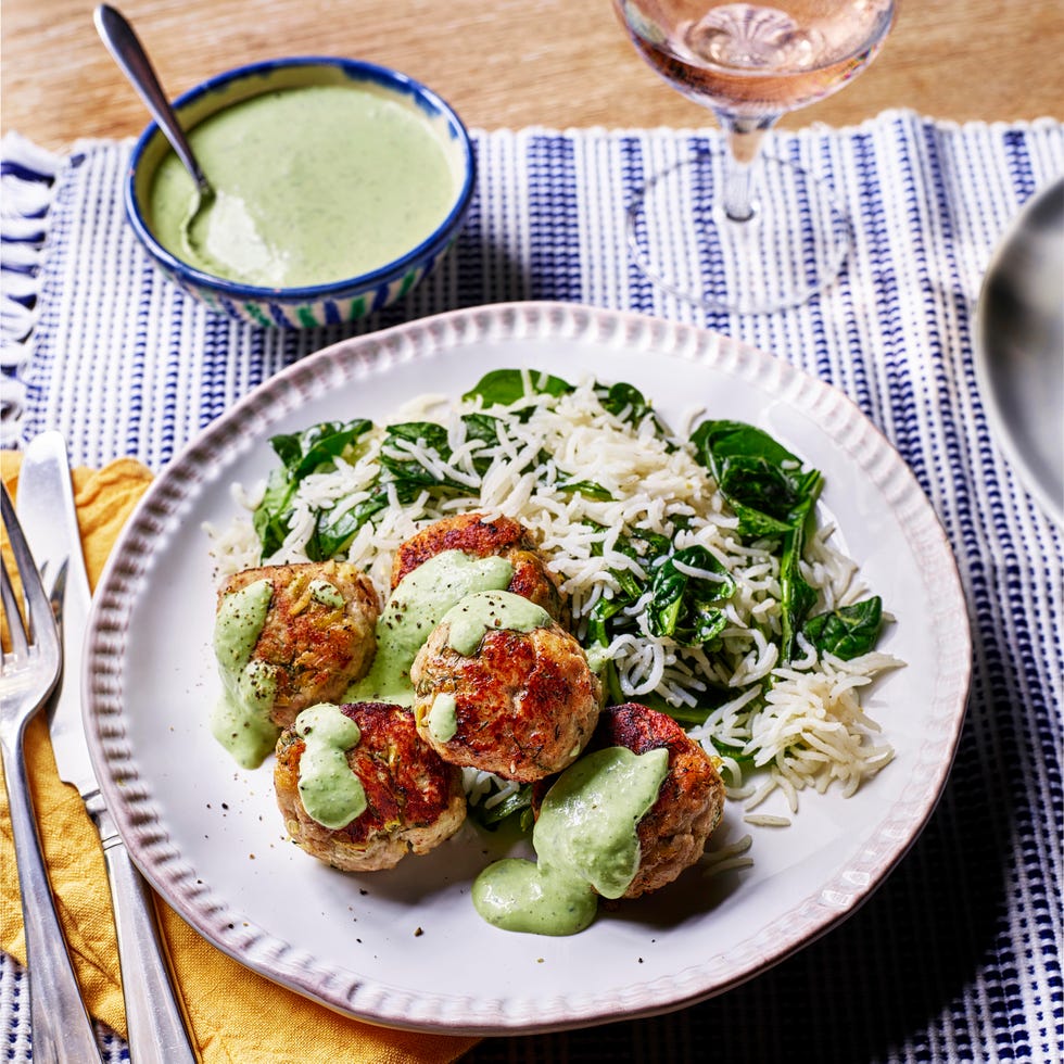 pickled pepper meatballs with zesty rice
