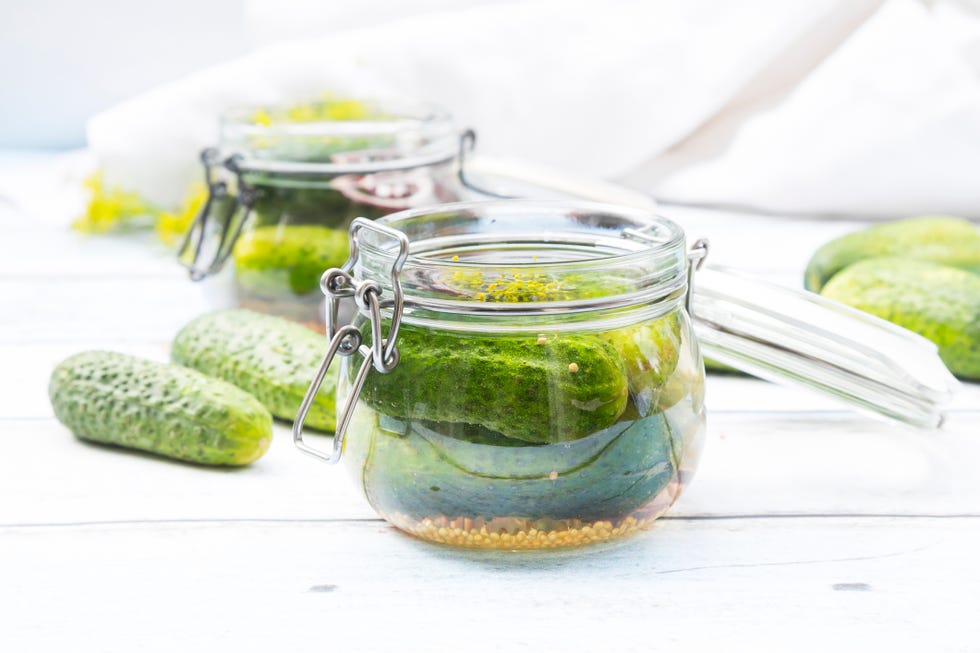 Preserving jar of gherkins and cucumbers