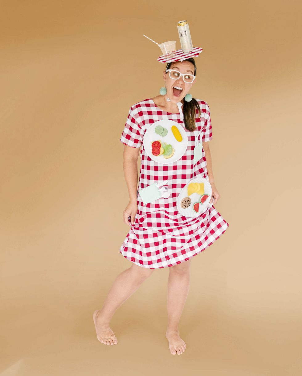 picnic blanket costume with fake food