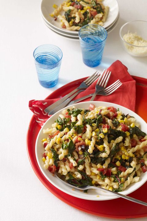 picnic ideas  pasta with garlicky swiss chard and corn