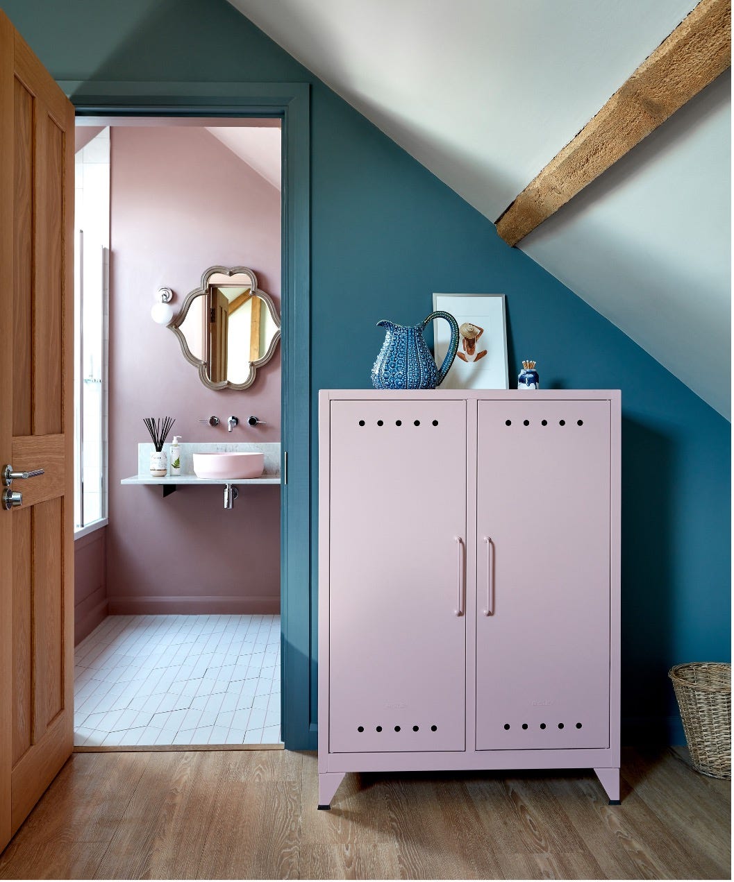 Dress-Up Locker with Mirror Wood Designs