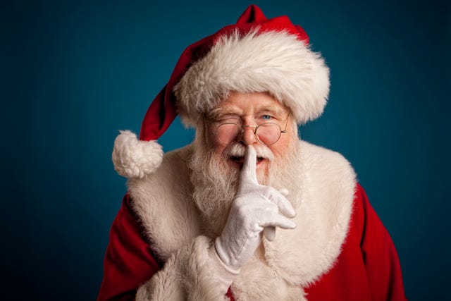 Pictures of Real Santa Claus with fingers on lips