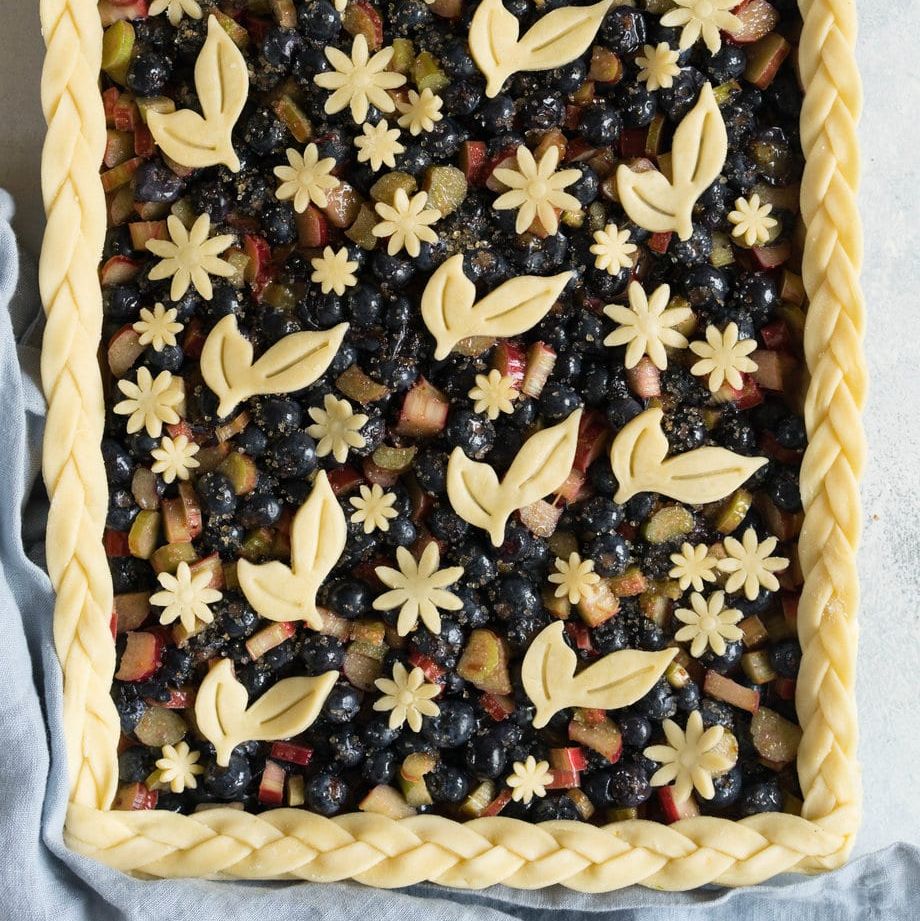 pie crust designs blueberry rhubarb slab pie