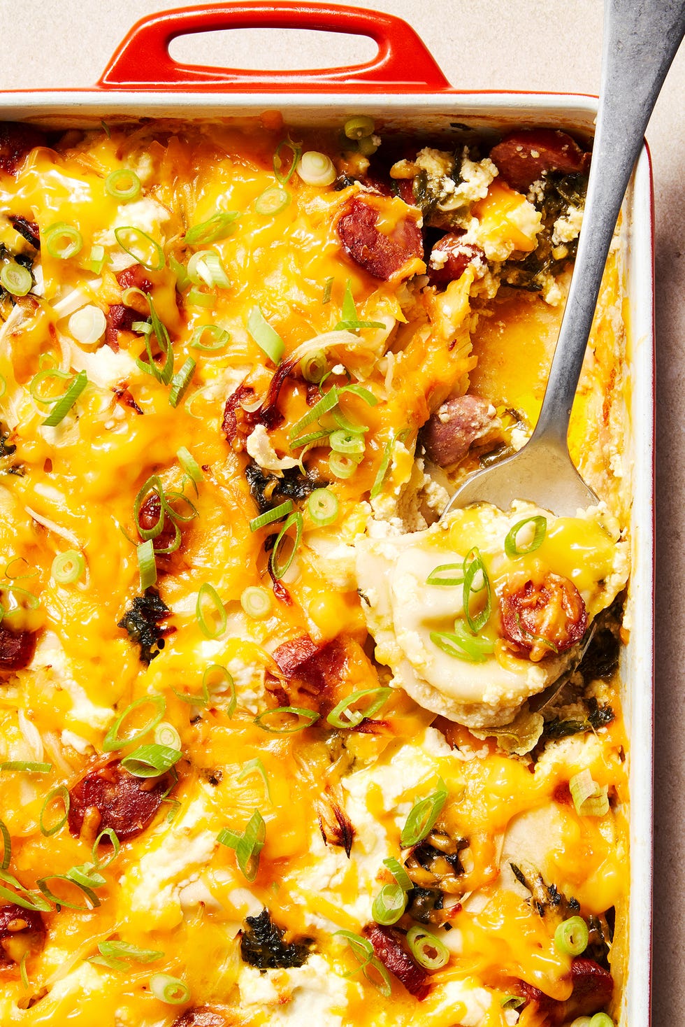 Pierogi Casserole Casserole dish with pierogi and cheese