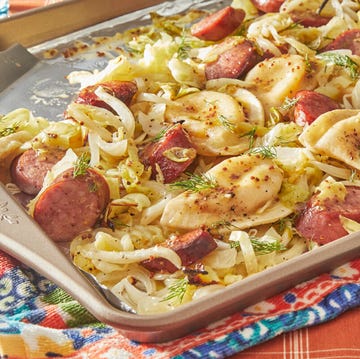 the pioneer woman's pierogi kielbasa sheet pan dinner recipe