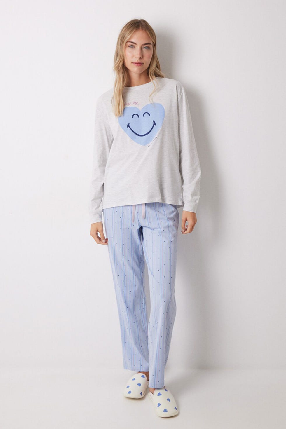 pijama azul con corazones de womensecret
