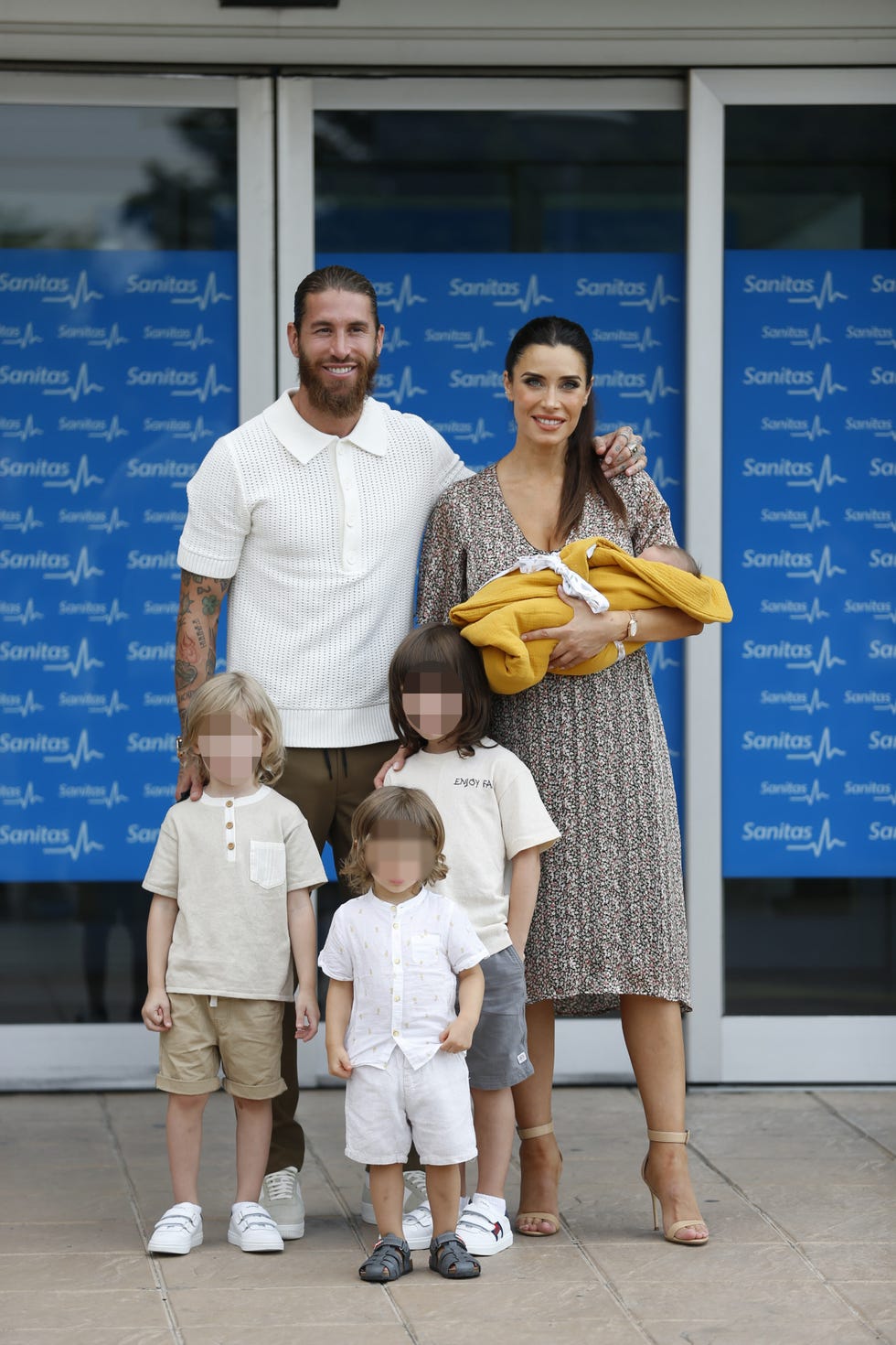 soccerplayer sergio ramos and wife presenter pilar rubio during presentation of their son maximo adriano in madrid on tuesday, 28 july 2020
