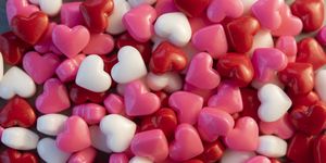 pile of heart shaped candy