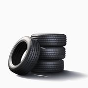 pile of tires on white background