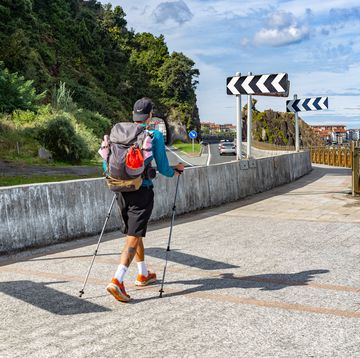 pilgriming along the coast. coastal path of santiago.