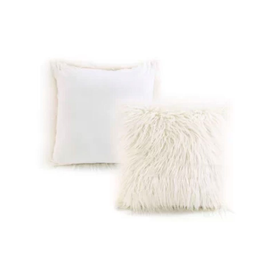 White, Fur, Product, Pillow, Beige, Cushion, Furniture, Throw pillow, Textile, Bedding, 