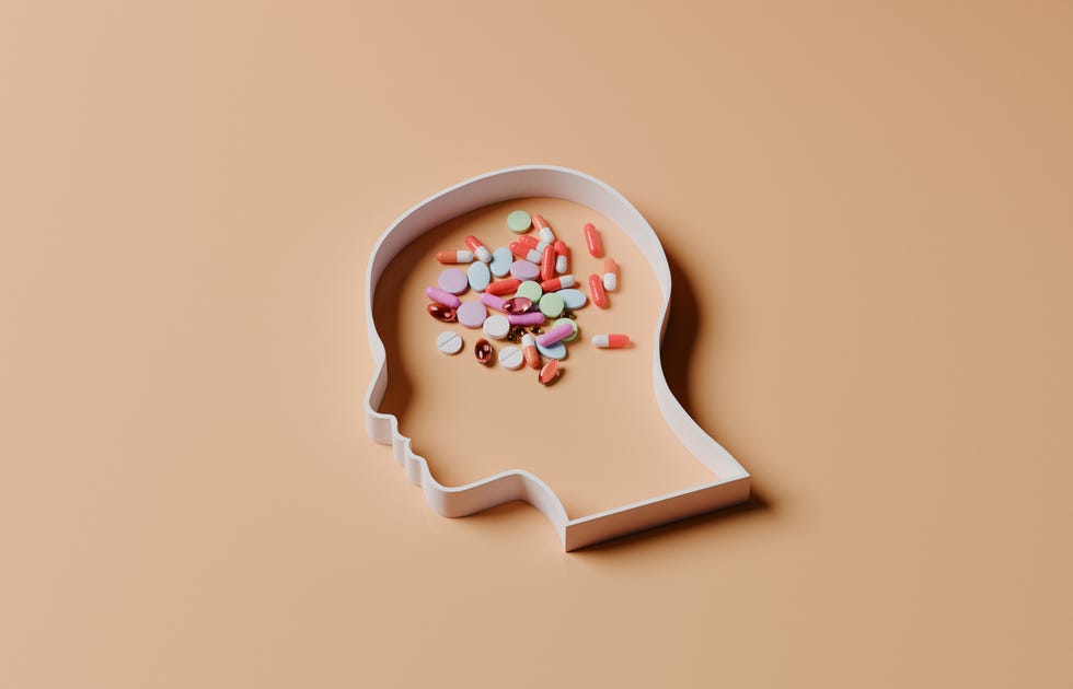 pills inside a head shape