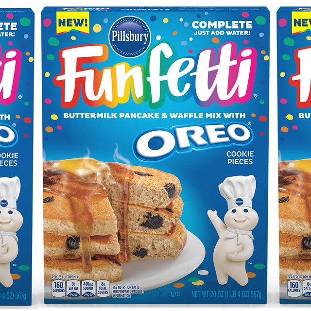 pillsbury funfetti buttermilk pancake  waffle mix with oreo cookie pieces