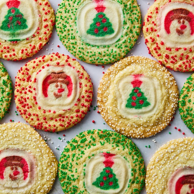Pillsbury Stacked Sugar Cookies sugar cookie with christmas pillsbury sugar cookies in the middle surrounded by sprinkles