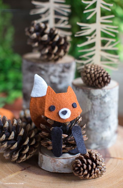 felt pine cone critter fox craft
