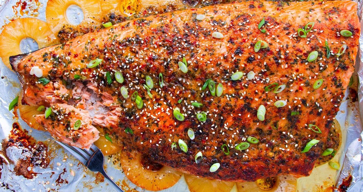 Video player poster image preview for Trust Us—Baked Salmon Needs Pineapple