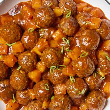 saucy bbq meatballs with pineapple chunks