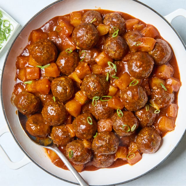 Pineapple BBQ Meatballs saucy bbq meatballs with pineapple chunks