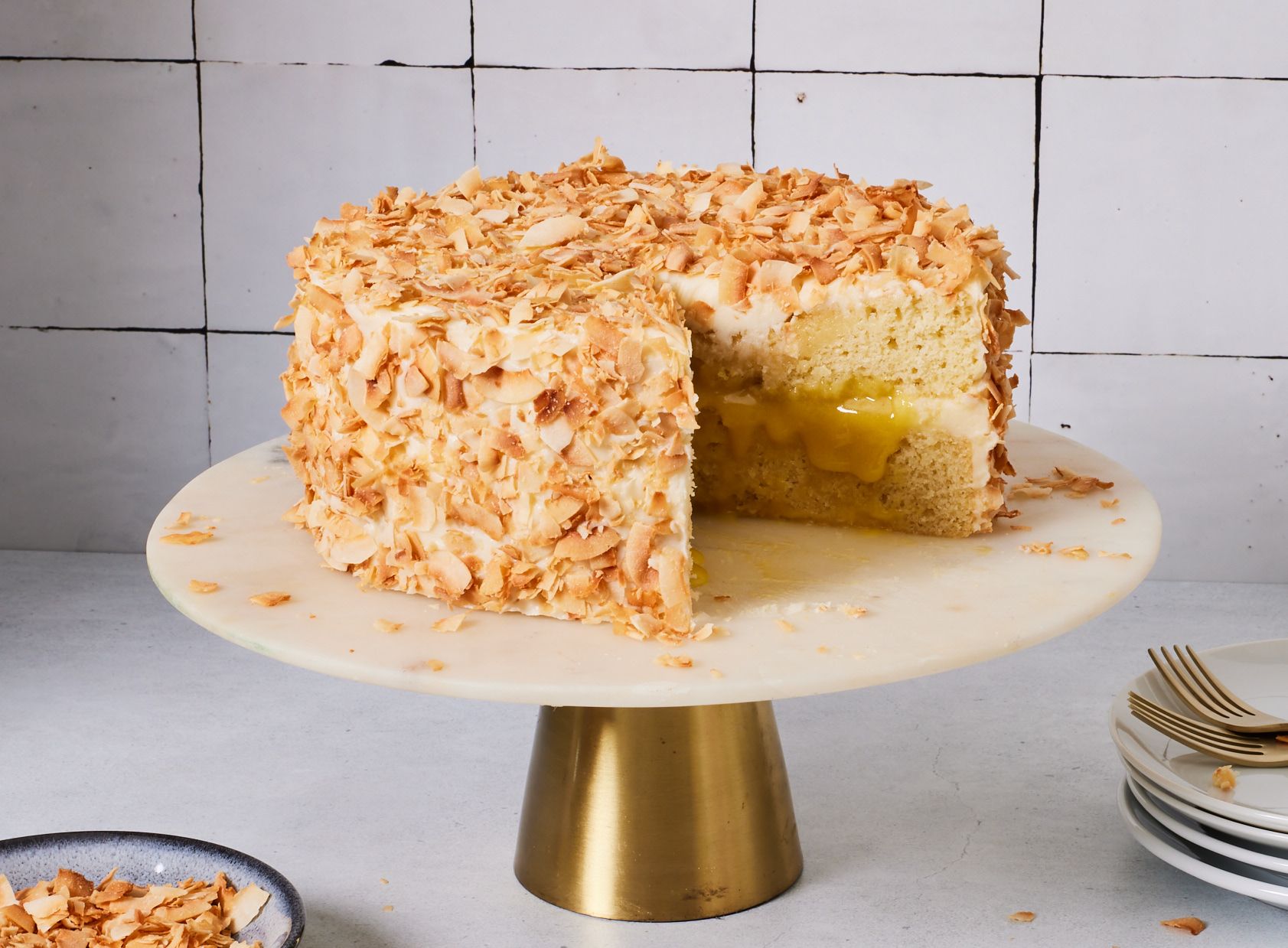 Coconut Layer Cake with Pineapple Curd • The Answer is Cake