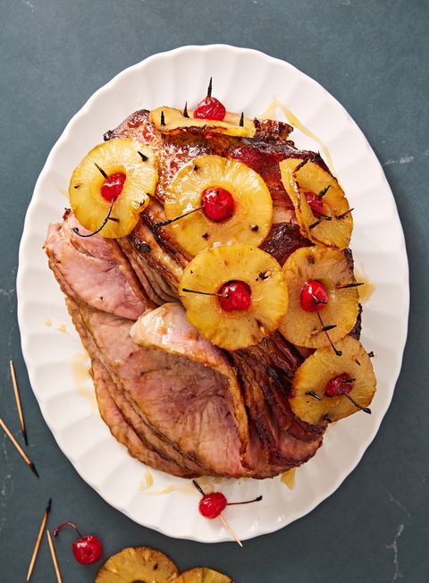 brown sugar pineapple ham with maraschinos
