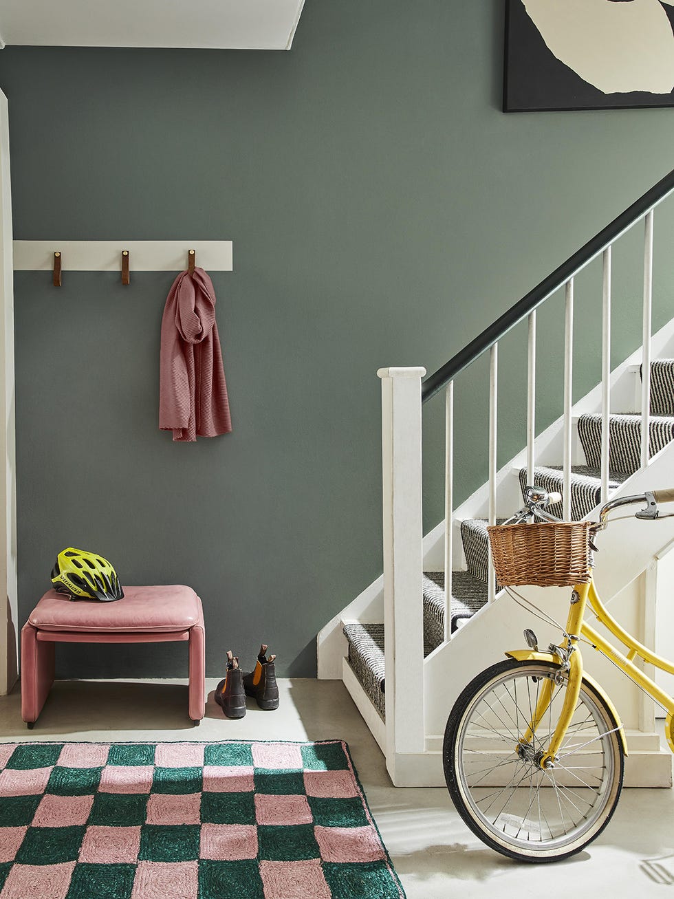 pink and greene little greene hallway