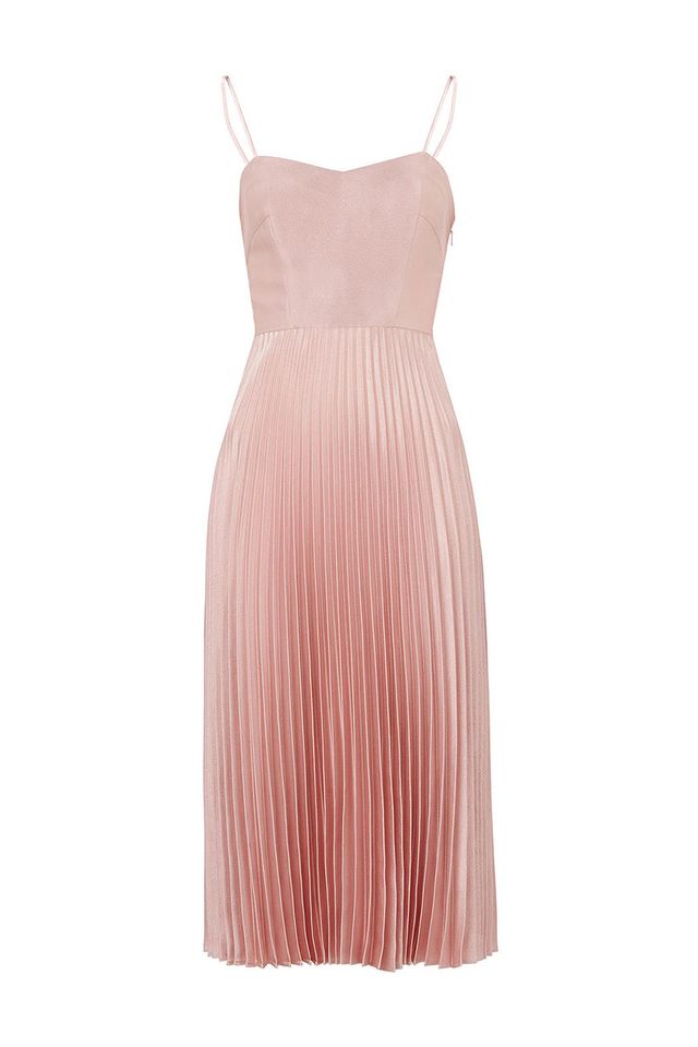 Clothing, Dress, Pink, Day dress, Cocktail dress, Beige, Neck, A-line, Peach, Gown, 