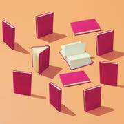 best spiritual books — variety of books a group of books with pink covers set up on an orange background