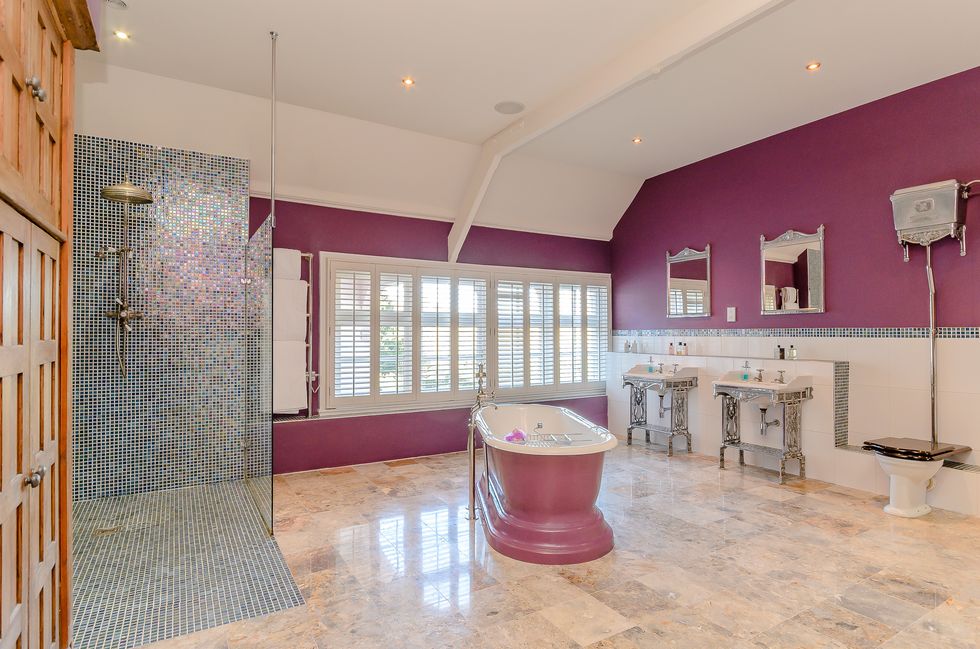 Bathroom from a beautiful pink castle that is now for sale