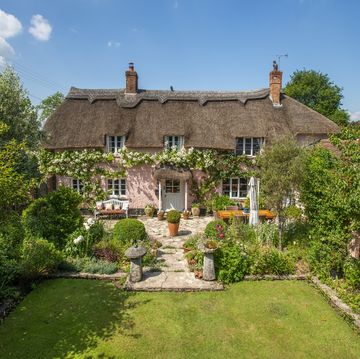 pink thatched cottage