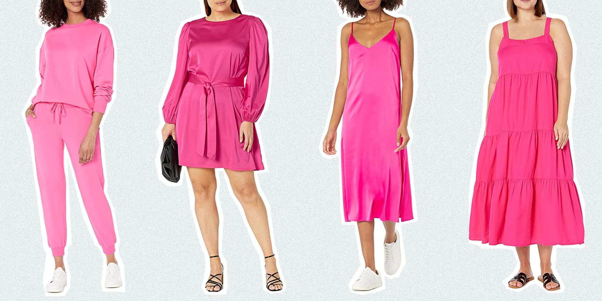 Amazon.com: Hamklla Women's Dress Dresses for Women Pink Dress for Women  Wedding Guest Dresses for Women Solid Zip Back Fitted Dress (Color : Hot  Pink, Size : Large) : Clothing, Shoes & Jewelry