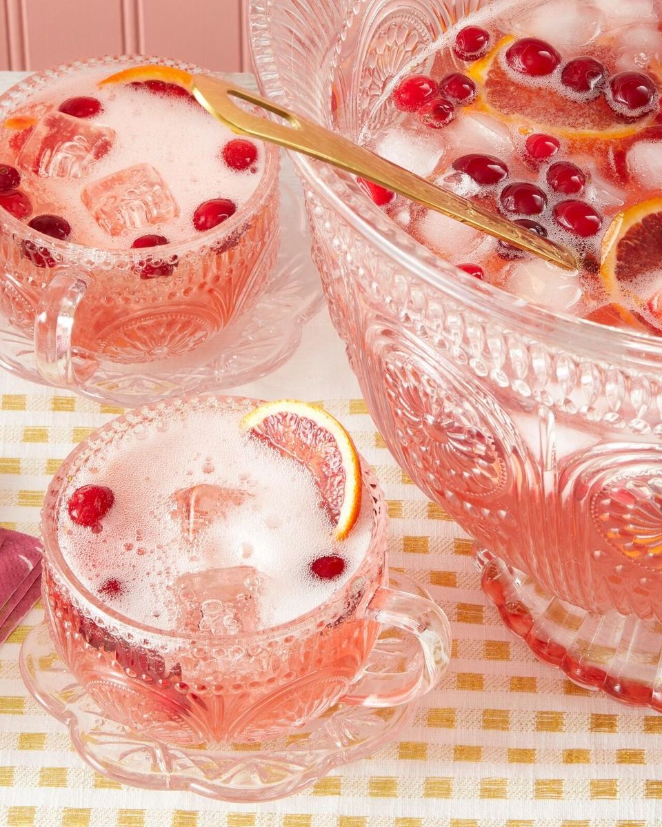 pink drinks champagne punch