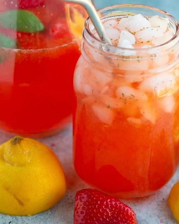 pink drinks strawberry basil lemonade