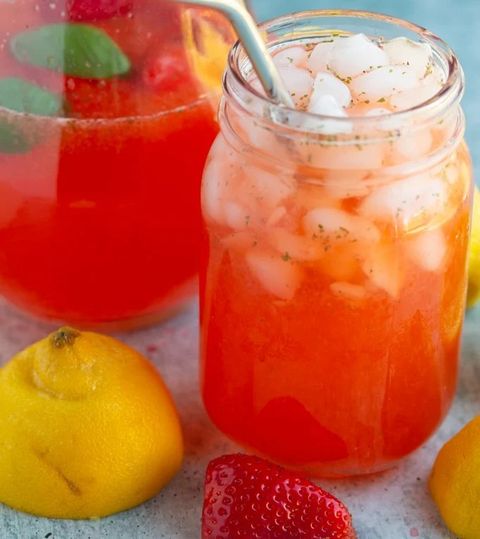 pink drinks strawberry basil lemonade