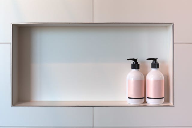Moisturiser bottles in bathroom