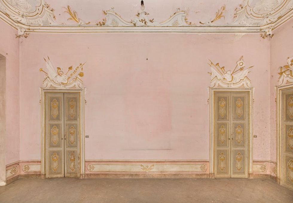 Room with frescoed ceiling and doors, Lombardy