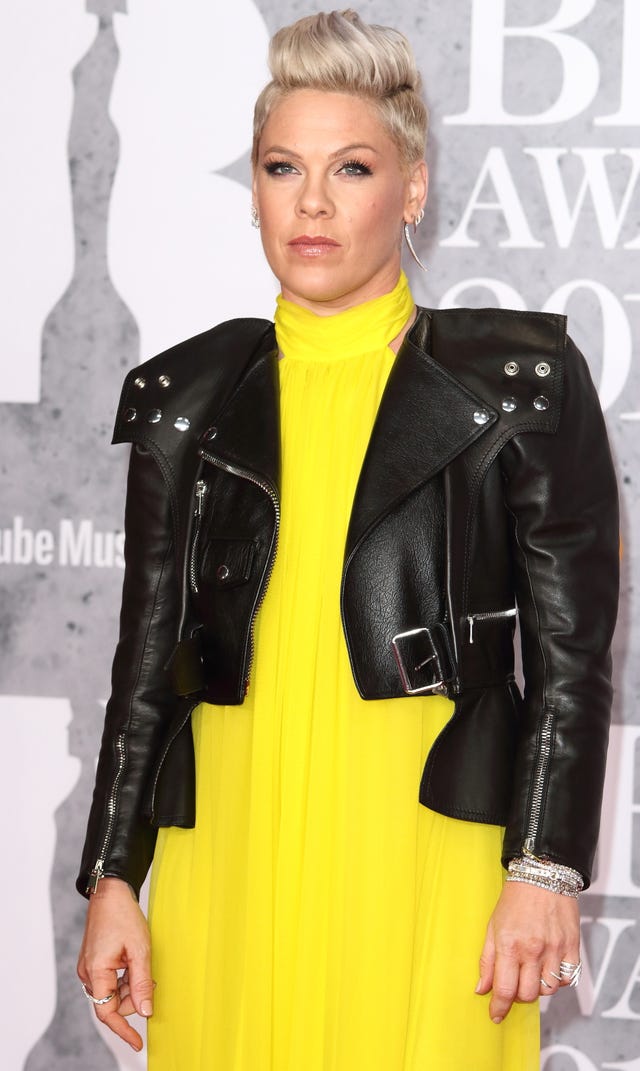 Pink seen on the red carpet during The BRIT Awards 2019 at...