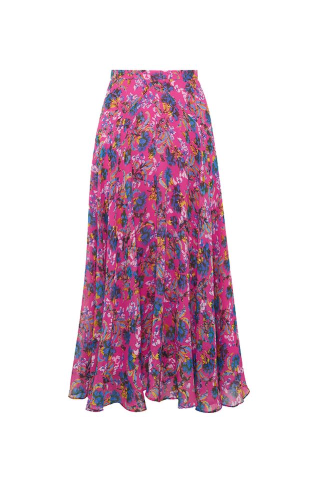 SAloni Ida-B floral-print silk-chiffon midi skirt