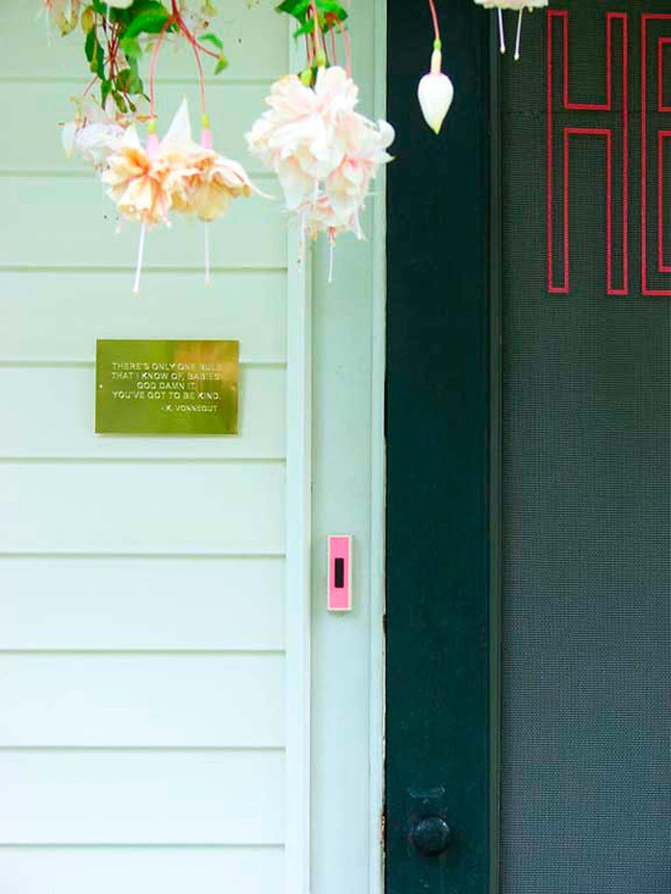 Green, Door, Pink, Turquoise, Room, Plant, House, Home door, Flower, Window, 