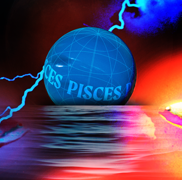 a blue planet with the word pisces on it