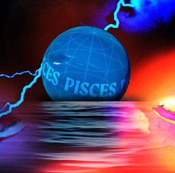 a blue planet with the word pisces on it
