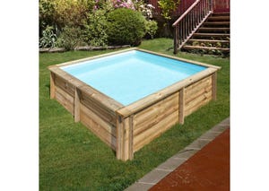 piscina desmontable de madera cuadrada