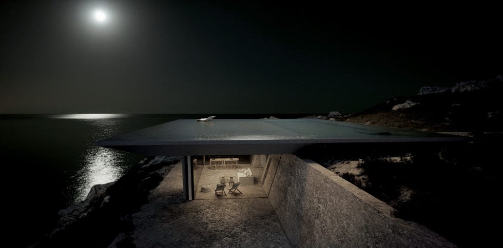 Casa con piscina en el tejado