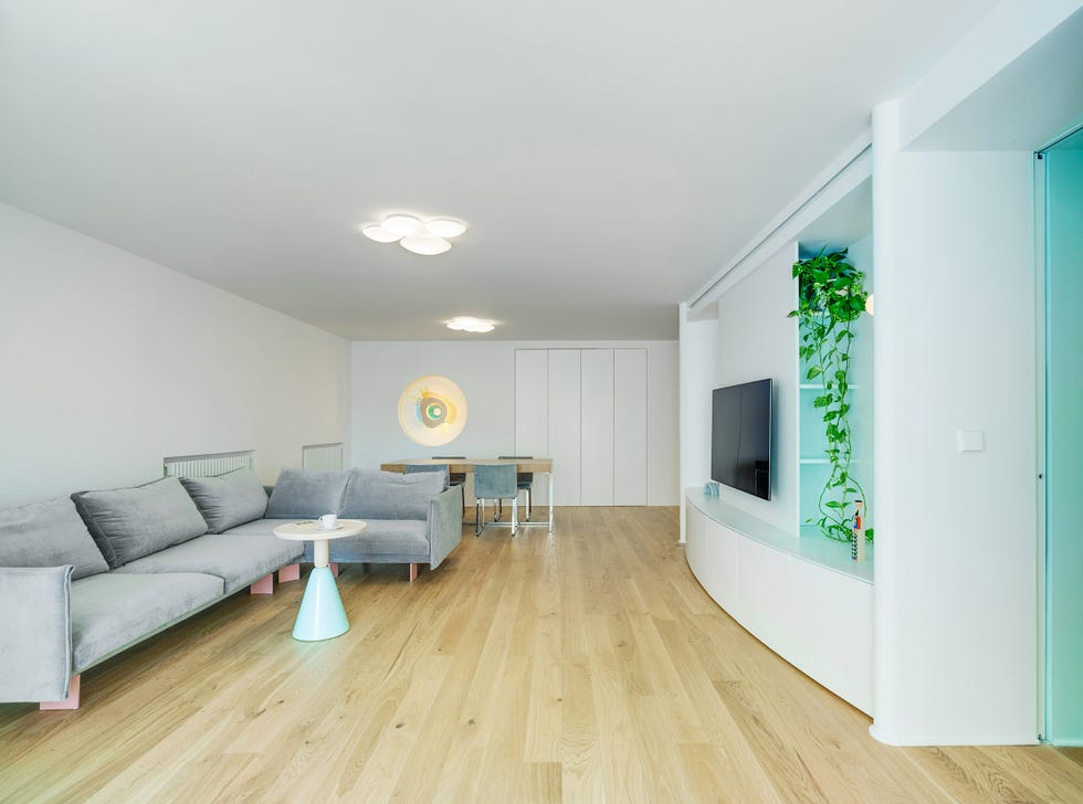 salón de diseño moderno en color blanco y verde