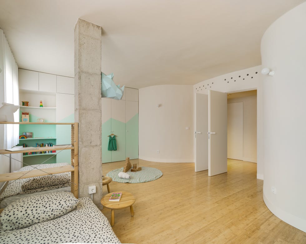 habitación infantil moderno de estilo nórdico en color blanco y mint