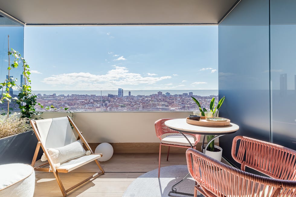 terraza con muebles de exterior