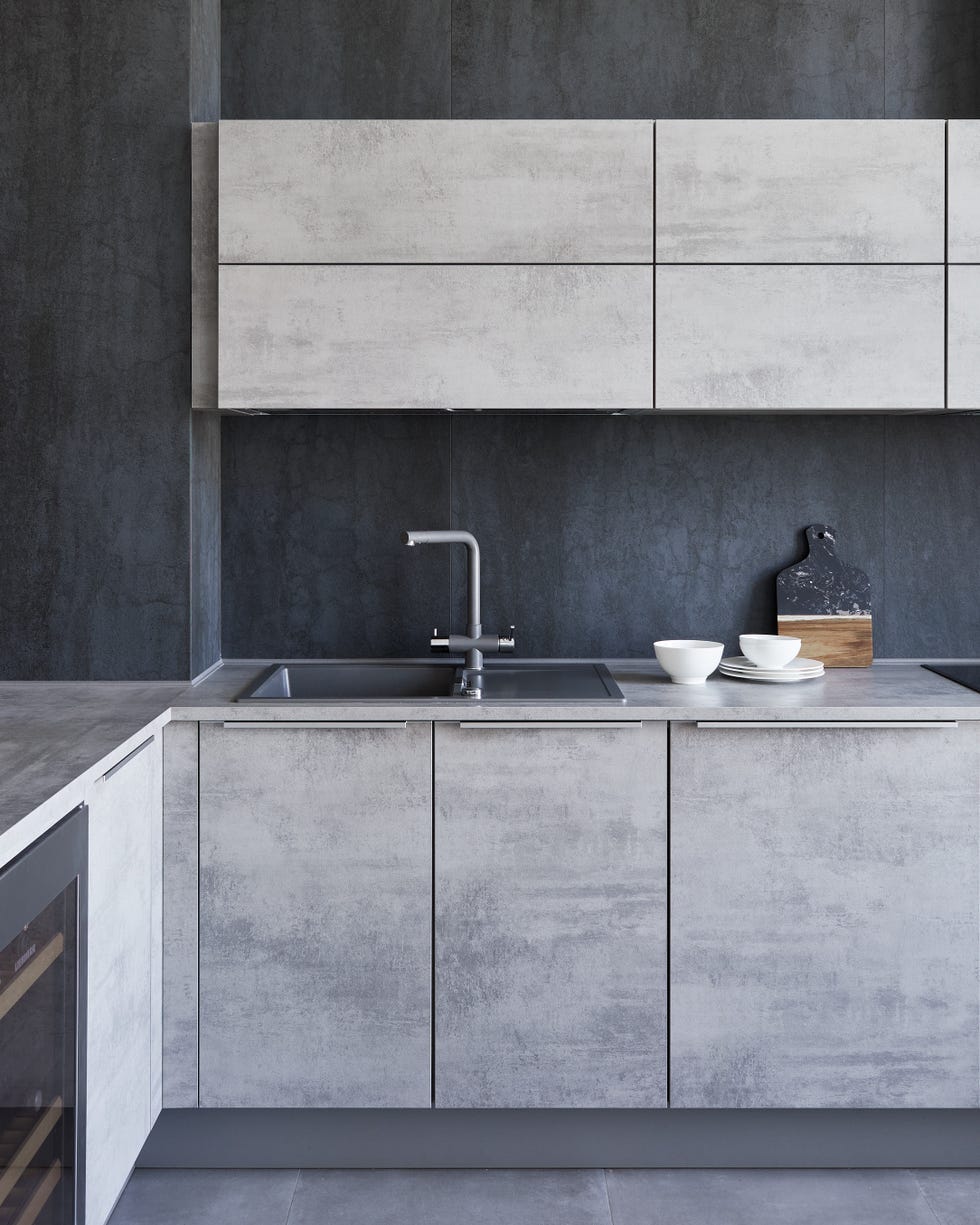 cocina moderna realizada en piedra gris